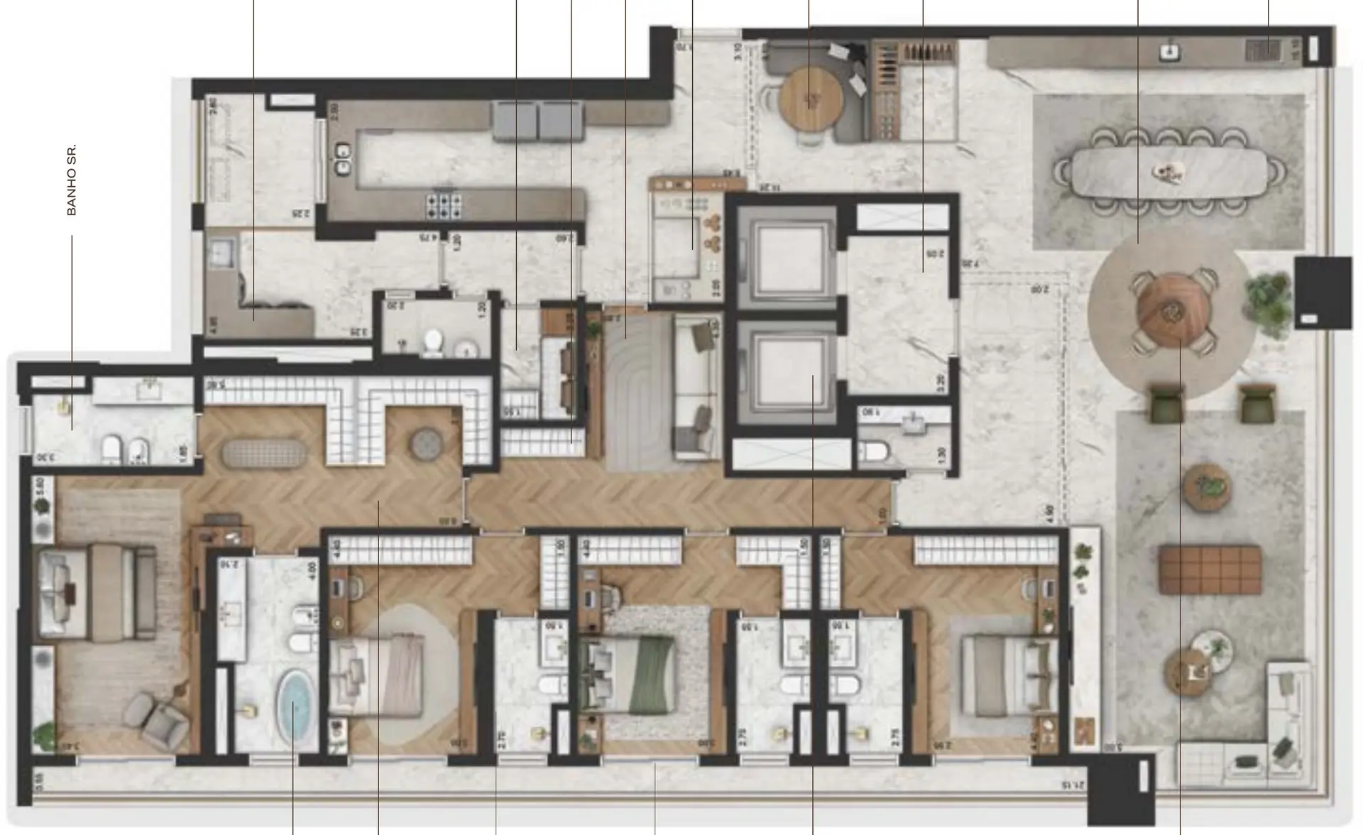 Planta Planta de 365 m² 4 suítes